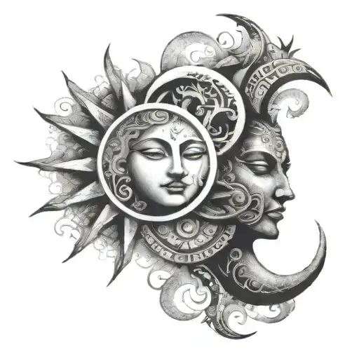Sun And Moon Merging Together