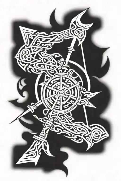 Vegvisir With A Little Of Chinese Letter Spear