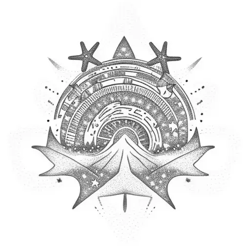 Beach With Stars And Mountains Inside A Ring