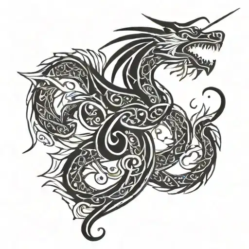 Dragon In Flight With A Dagger Tail