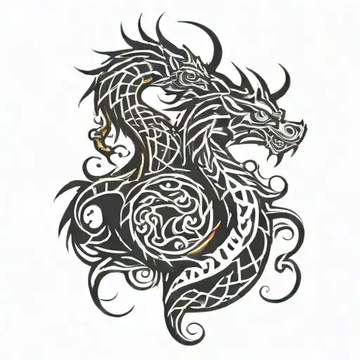 Dragon De Dos Cabezas Con Ala Abiertas