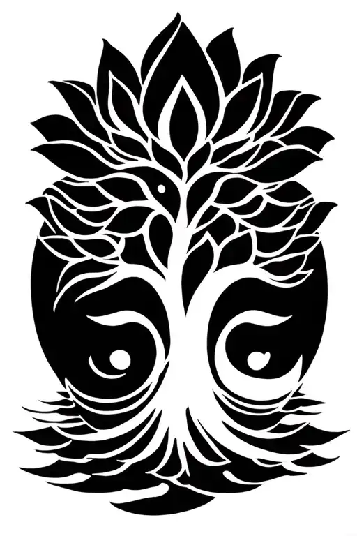 Buddha Trees Lotus Flower