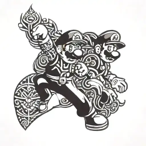 Mario Bros Con Formas De Mandalas