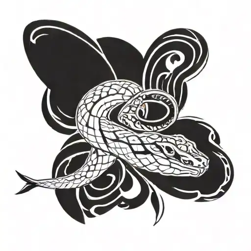 Snake Wrapped Around Surfboard