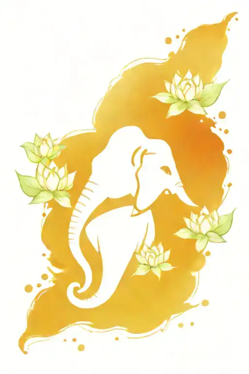 Elephant Head With Lotus Flower Blooming