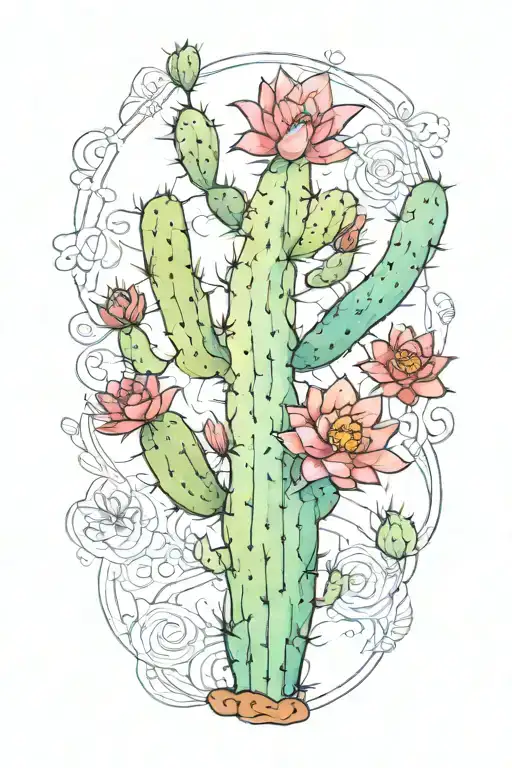 Arizona State Outline With Cactus