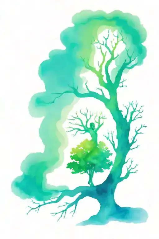 Tree Coming Out Of Womans Arms Reaching