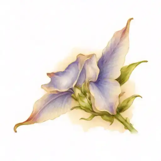 Periwinkle Sweet Pea With Angel Wings Tattoo Tiny For Wrist