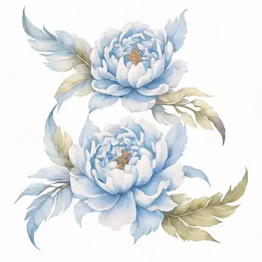 Periwinkle Blue Peony With Angel Wings Spread