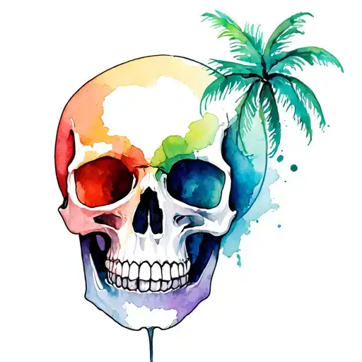 Whirpool Palm Tree Skull