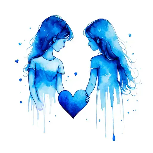 Son And Daughter Holding A Carolina Blue Heart