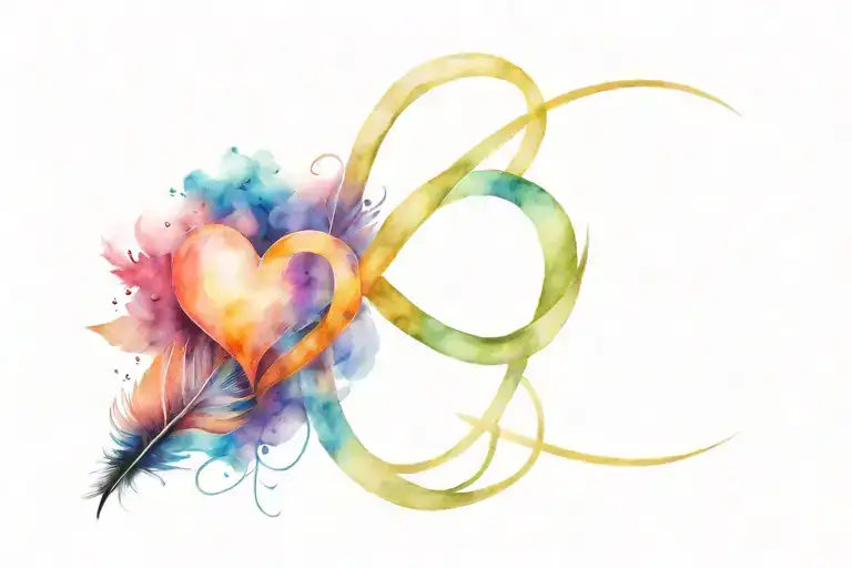 Infinity Symbol With Heart And Feather