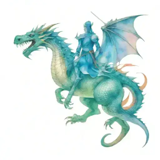 Knight And Princess Fighting Dragon