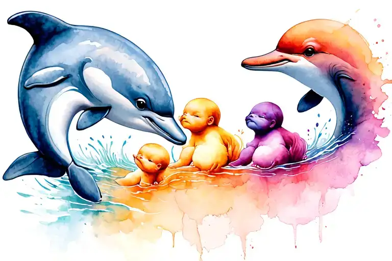 Dolphin And 3 Babys