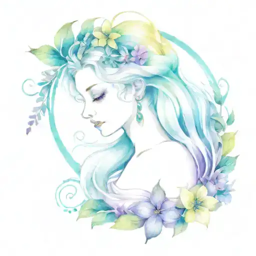 Virgo Girl Fancy Tattoo Design Incorporating Elements