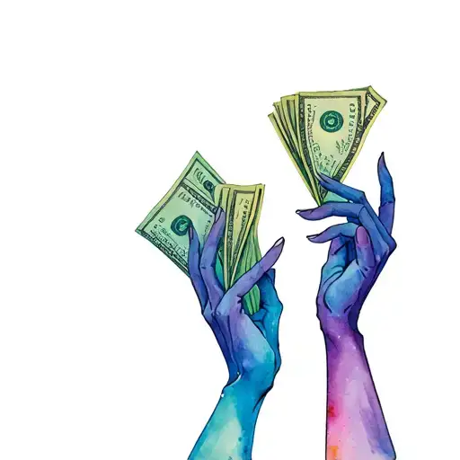 Aliens Hands Holding Money