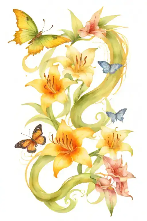 Dragon And Butterflies And Day Lillies Wrapping