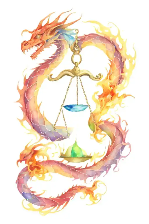 Libra Scales Dragon Breathing Fire