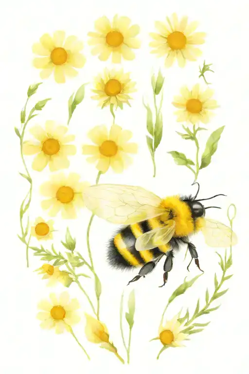 Big Bumblebee Bubmle Yellow Round Fluff Soft Round Friendly Ultra Round Big On Flowers