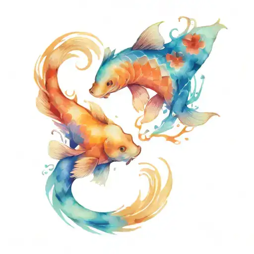 Lone Wolf And A Koi Fish Yin Yang