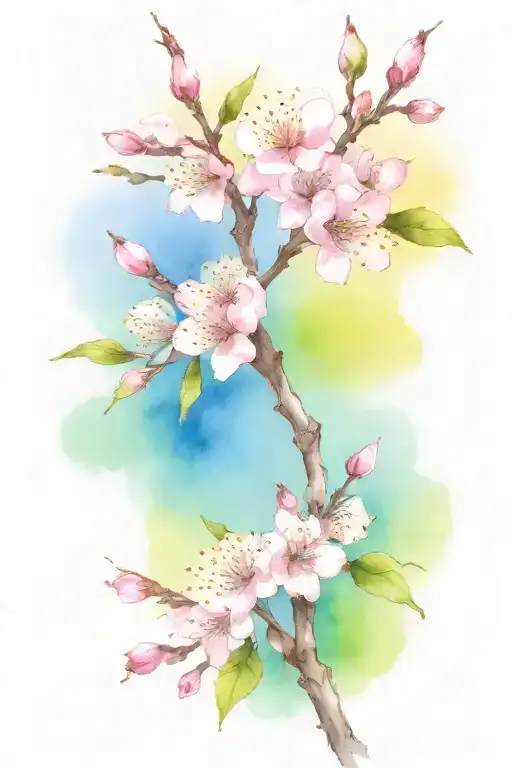 Cherry Blossom Branches In Full Bloom