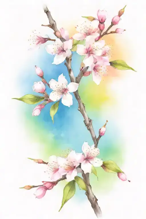 Cherry Blossom Branches In Full Bloom