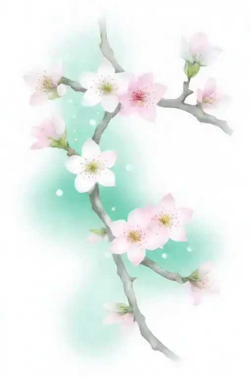 Add Space Theme Stars Around The Cherry Blossom Flowers
