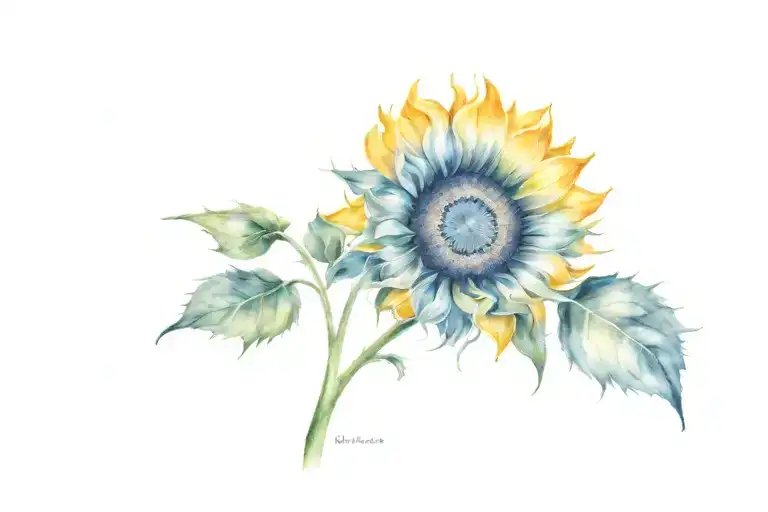 Half Of A Sunflower As A Sunrise Integrated