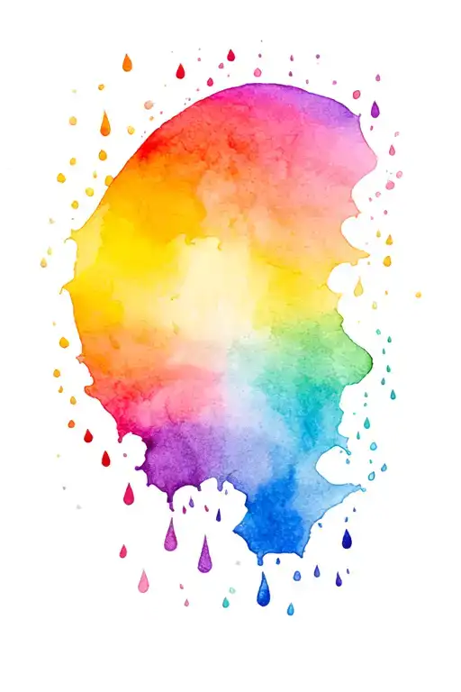 Watercolor Splashes Rain Falling Rainbow