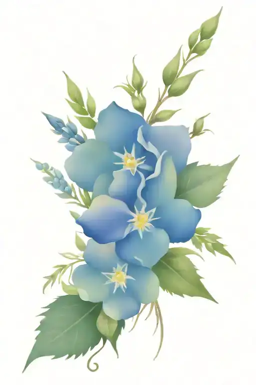 Rose And Larkspur Flowers Bouquet Wrapped