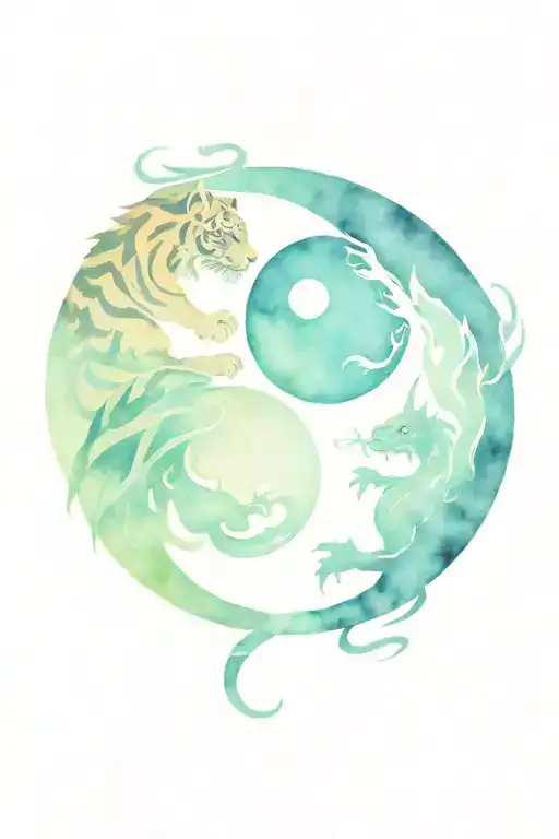 Tiger And Dragon Yin Yang Symbol Formed