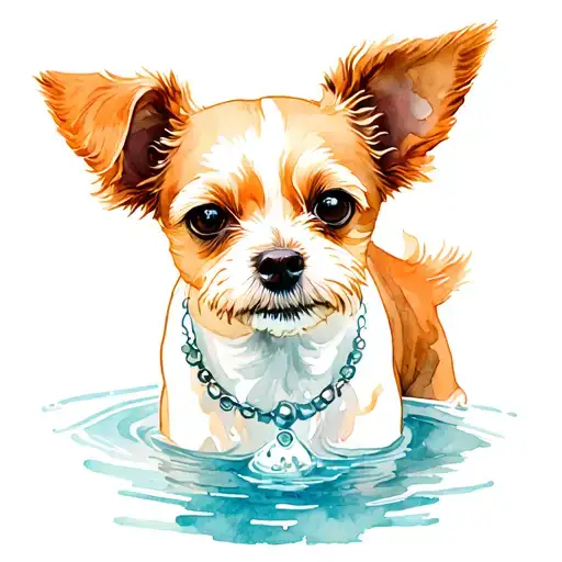 Small Dog With Water Well