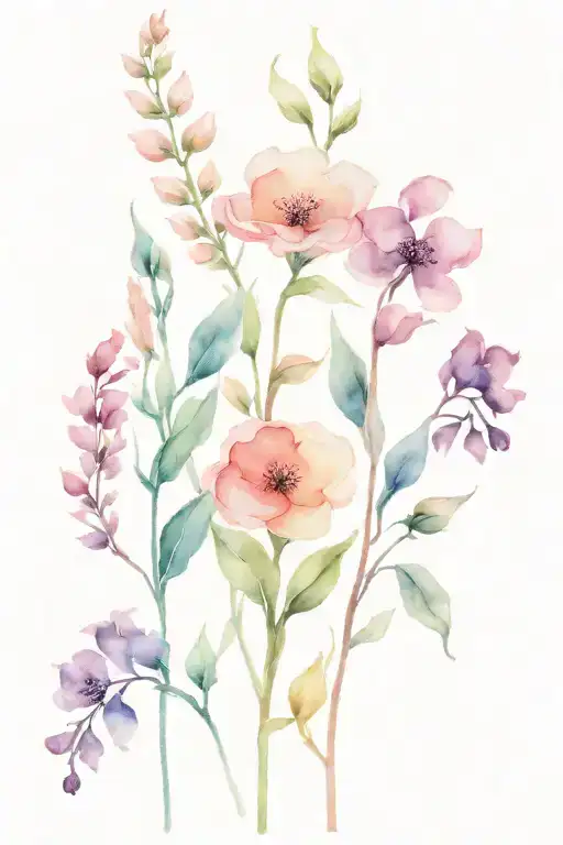 3 Floral Stems Tied Together Representing