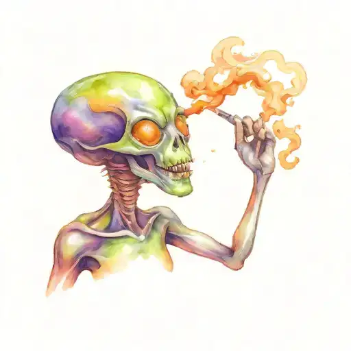 Alien Smoking A Pipe