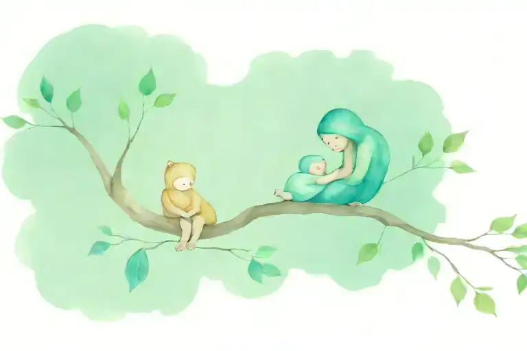 Mom And Baby On Tree Limb