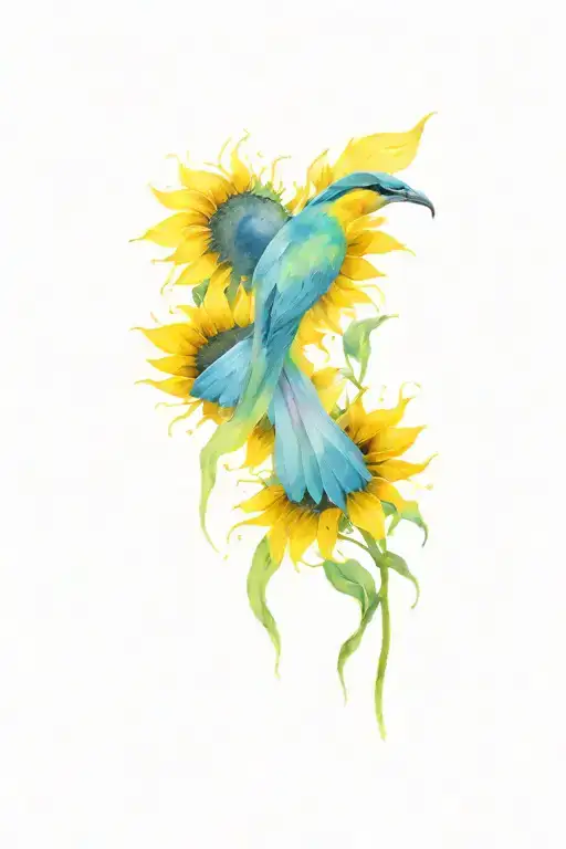 Sunflowers And Bird Wing