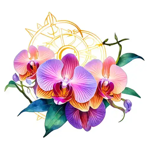 Galaxy Orchids With Capricorn Symbol Incorporated