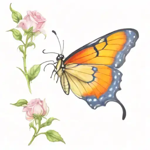 Rose Or Sharon And Butterfly Emerging