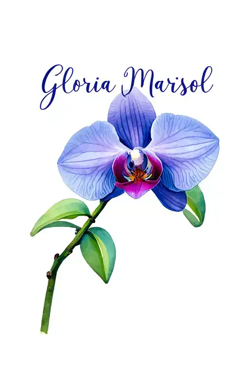 Design A Orchid Small Flower With The Name Gloria Marisol In Cursive