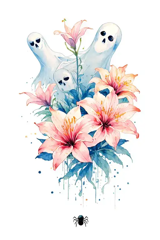 Tokyo Ghoul Surrounded By Ghosts And Spider Lilly Flowers