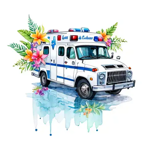 Ambulance With Hawaiian Flowers