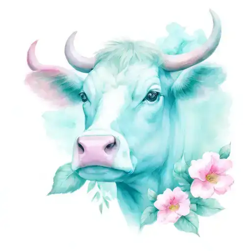 Pink Primrose Flower With Realistic Cow Head