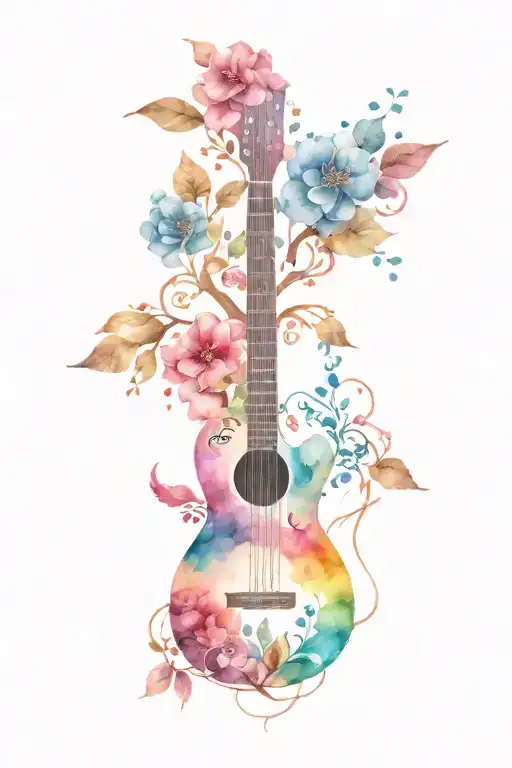 Tree Of Life With Elements In Shape Of Guitar