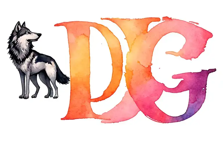 Initials Dg With An Wolf Swolowing The Initials On The Left Hand