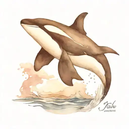 Orca Swimming Eagle Soaring