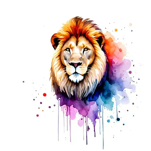 A Lion Painted In Vibrant Colors