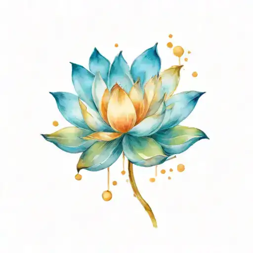 Small Blue Gold Lotus Flower