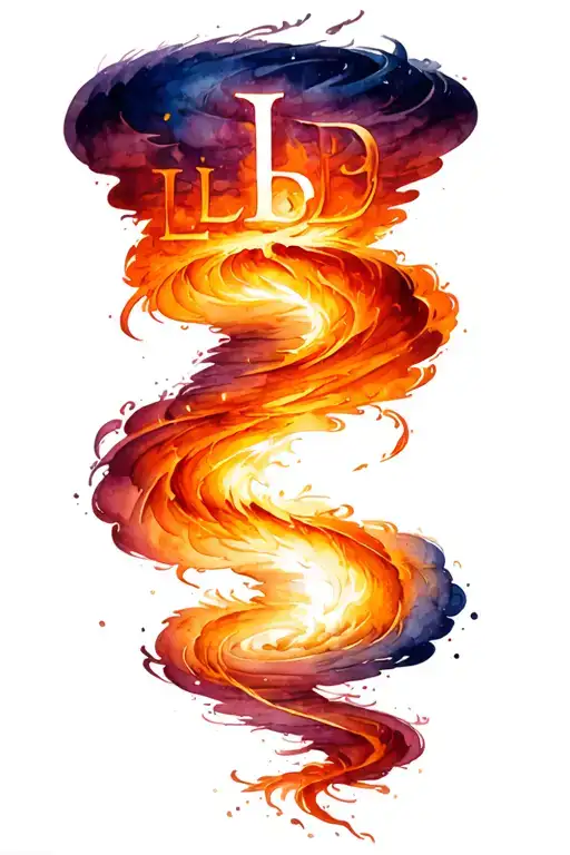 Tornado Made From Fire And Water Originating From Heaven With The Letters Lb And D Incorporated
