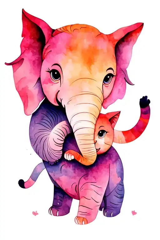 Elephant And Cat Playing