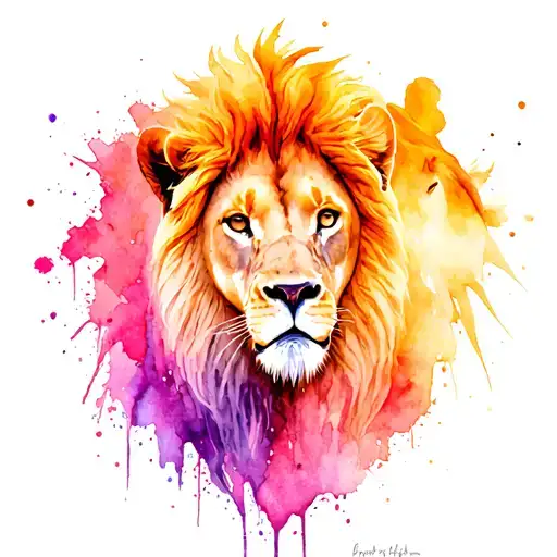A Lion And A Horse Painted In Vibrant Colors